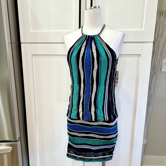 NWT Laundry by Shelli Segal Metallic Thread Halter Dress - Picture 6 of 11